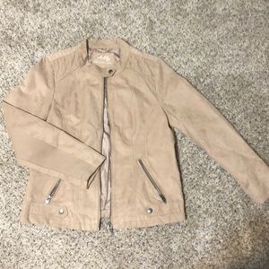 Tan faux suede leather jacket